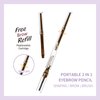 Music Flower Eyebrow Pencil,Portable 3 in 1 Eyebrow Shaping Enhancing Kit with Brow Trimmer & Brow Brush + Replaceable Brow Refills (Dark Brown)