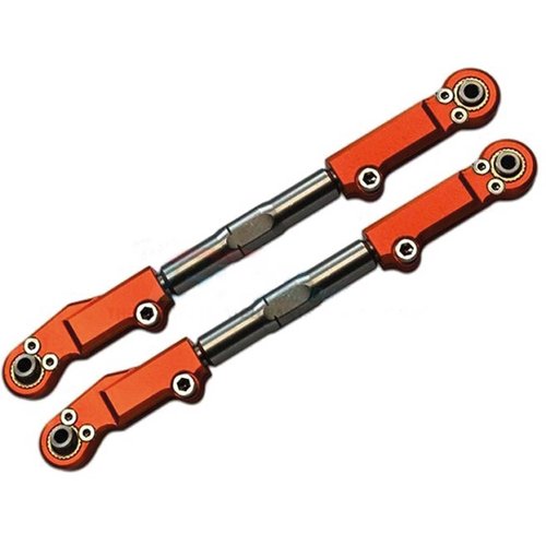 2Pc Set Upgrades Aluminum+Stainless Steel Front Camber Link Set 1/8 4Wd Sledge Monster Truck（95076-4） RC Cars by GPM (Orange)