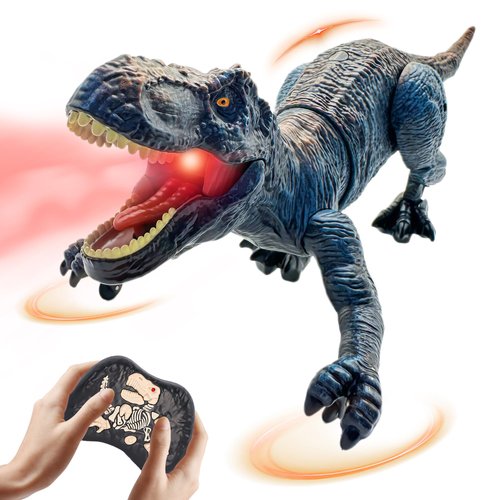 Remote Control Dinosaur Toys for Kids 3-5, 5-7, 8-12, 10-12, Electronic RC T Rex Dino Robot Toy for Boys, Top Christmas & Birthday Gifts for 6 7 8 9 10 11 & 12 Year Old Boys (Color: Blue)