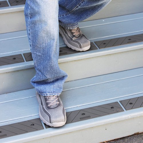 GripStrip Stair Treads for Wooden Steps, Non Slip Stair Grips for Outdoor or Indoor Use, Screw Down | Weather Resistant | Anti Slip Step Treads for Safety - Gray, 8 Pack, 15"x3.25"