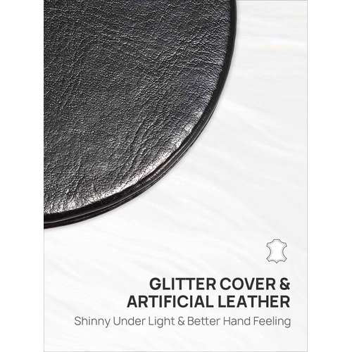 OMIRO 1X/10X Magnifying Compact Mirror with PU Leather, Ultra-Portable for Purses and Travel, Round Black