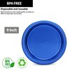 Blue Plastic Plates 9 Inch - 50 count - Plastic Solid Round Party Plates For Weddings, BBQs, Birthday Plates - Disposable Blue Plates - Plastic Dessert Plates