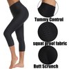 FITTOO Women's Textured Booty Scrunch Capri Leggings Ruched Yoga Pants Butt Lifting Workout Tights Black L