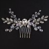 Teyglen Crystal Bride Wedding Hair Comb Silver Teardrop Rhinestone Hair Pieces Sparkly Hair Accessories for Bride Bridal Rhinestone Side Comb Headpieces for Women Girls
