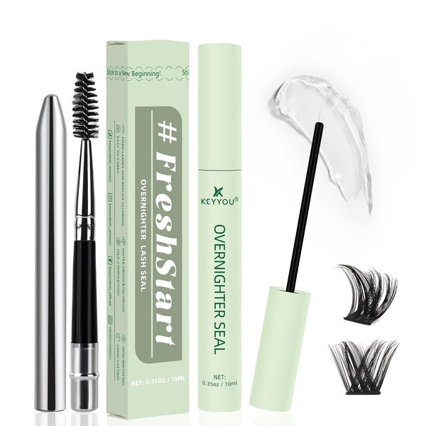 Lash Clusters Overnighter 10ML Lash Seal for Cluster Lashes KEYYOU Lash sealant Extend Lash Wear Up to 14 Days Long Lasting Waterproof Clear Sealer