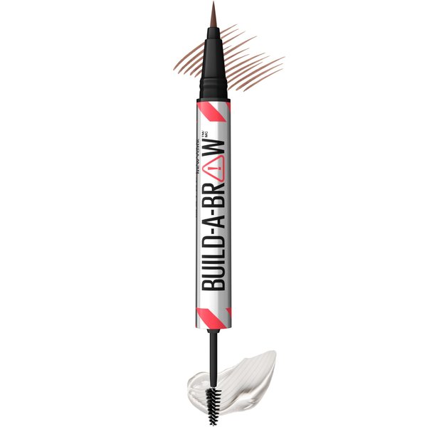 Maybelline Build-A-Brow 2-in-1 Brow Pen and Sealing Brow Gel, Eyebrow Makeup for Real-Looking, Fuller Eyebrows, Medium Brown, 1 Count