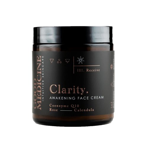 Good Medicine Beauty Lab Clarity Awakening Face Cream - Daily Anti-Aging Moisturizer with Coenzyme Q10 and Vitamin B3 - Hydrating Coconut Oil and Aloe Vera - Skincare for Women and Men (4 oz)