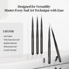 Tipsketch Nail Art Liner Brushes 5Pcs Dotting Pen Tools Nail Art Brushes Thin Liner Set(4/8/12/15/20 mm) for Long Lines, Thin Details Gel Polish Nail Paintings Double-End Nail Art Tools