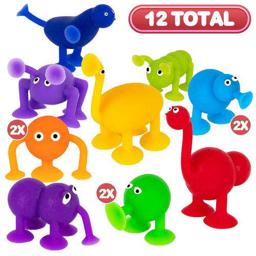 ArtCreativity Suction Cup Bath Toys for Toddlers - Set of 12 Suction Cup Toys - Mold Free Bath Toys in Assorted Colors and Shapes - Suction Toys for Toddlers - Cool Creatures for Baththub Play
