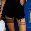 Sttiafay Lace Tattoo Stickers Sexy Black Lace Leg Fake Tattoo Summer Temporary Thigh Tattoo Wedding Art Stickers for Festival Beach Party