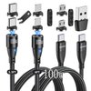 ODDADD 100W USB C Magnetic Charging Cable 2pack(3.3ft+6ft), 6 in 1 Magnetic Fast Charging Cable, Magnetic USB C Charging Cable Compatible with Micro USB, Type C and All Devices