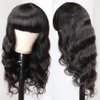 Amella Hair Brazilian Body Wave Wigs With Bangs Virgin Brazilian None Lace Front Wigs Human Hair Wigs 150% Density Glueless Machine Made Wigs For Black Women (24inch,Body wave)