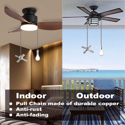 Ceiling Fan Pull Chain Ornaments Extension Chains with Decorative Light Bulb and Fan Cord 13.6 Inches Fan Pull Chain Set For Ceiling Light Lamp Fan Chain (Nickel)