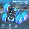 KKONES Remote Control car,2.4GHz Electric Race Stunt Car,Double Sided 360° Rolling Rotating Rotation, LED Headlights RC 4WD High Speed Off Road for 3 4 5 6 7 8-12 Year Old Boy Toys (Blue)