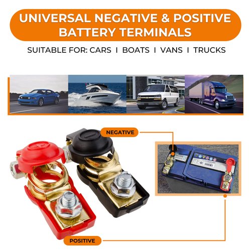 Universal Negative & Positive Battery Cable Terminals - Automotive Terminal Clamps Connectors - Durable & Adjustable Quick Release Terminal Assortment Kit Cars & Trucks Accessories