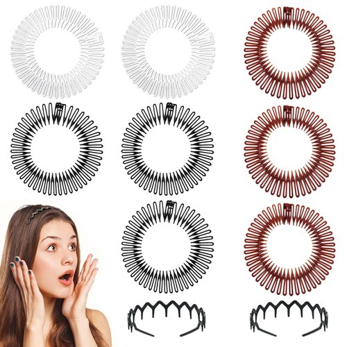 MICALOR 8PCS Plastic Headband, Zigzag Hair Comb Headband with Teeth Tooth Headband 2Pieces Shark Tooth Serrated Hair Comb HairBand for Women Girls, Adjustable Hairband