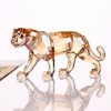 Crystal Leopard Cheetah Realistic Animal Art Figurine Collection Table top Ornament Statue Home Decor (Gold)