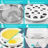 Elite Gourmet EGC-007 Rapid Egg Cooker, 7 Easy-To-Peel, Hard, Medium, Soft Boiled Eggs, Poacher, Omelet Maker, Auto Shut-Off, Alarm, 16-Recipe Booklet, White