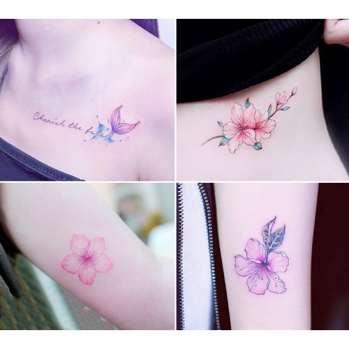 50 Sheets 3D Flowers Temporary Tattoos Stickers, Roses, Butterflies and Multi-Colored Mixed Style Body Art Temporary Tattoos for Women, Girls or Kids (Floral)