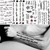 TASROI 18 Sheets Black Inspired Quotes Temporary Tattoos For Women Kids Children Long Lasting Letter Alphabet Words Fake Tattoo Stickers Birds Cross ECG infinity Moon Star Neck Arm Tatoo For Men Adult