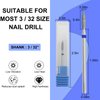 Vnjaoi Cuticle Nail Drill Bit, Nail Drill Bits Professional Diamond Bits for Nails Nail Buffer Bit Nail Trimer, Under Nail Cleaner Cuticle Remover Nail Prepare, Nail Supplies for Nail Techs (Medium)