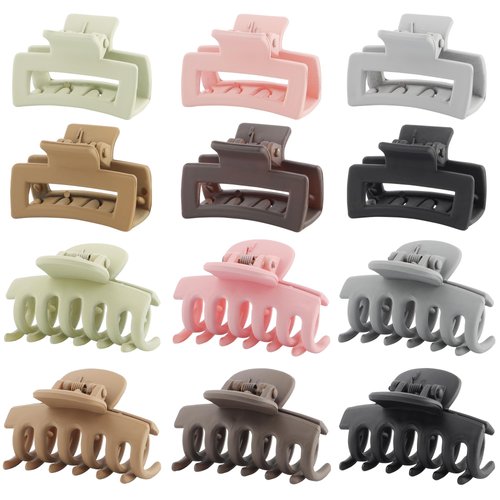 12 Pcs Matte Small Hair Clips Mini Hair Clips for Women and Girls Plastic Small Claw Clips for Th...