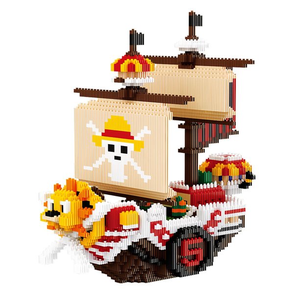 OP Anime Pirate Ship Sunny Building Toy,DIY 3D Models Micro Connection Boat Building Blocks Set, Mini Bricks Playset Toys for Teens Fans Birthday Gifts Souvenir (Sunny 3168PCS)