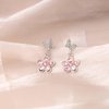Sttiafay Vintage Pink Crystal Flower Earrings Butterfly Flower Drop Earrings Silver Rhinestone Butterfly Stud Earrings Pink Gemstone Butterfly Earrings Jewelry for Women
