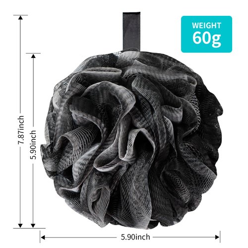 BCKENEY Bath Loofah Shower Sponge Body Back Scrubber Soft Mesh Shower Puffs Exfoliating Loofa for Women & Men Bath Accessories Cleaning Tool(4Pack 60G Dark Elf)