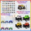 110PCS Monster Truck Party Favors,Monster Truck Coloring Books and Eight Color Crayons,Keychains Pull Back Cars Stickers For Kids