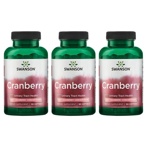 Swanson Cranberry - Supports Urinary Tract Health, Bladder Control, and Promotes Healthy Kidney Function - Cranberry Supplement Made with 20:1 Cranberry Juice Concentrate - (180 Softgels) 3 Pack