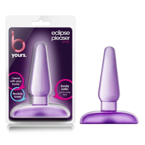 Blush B Yours Eclipse Pleaser - 4 Inch Soft Beginner Small Tapered Anal Butt Plug - Easy to Insert - Narrow Base for Comfort - Adult Sex Toys for Women Men - Non Porous Body Safe - Clear Purple