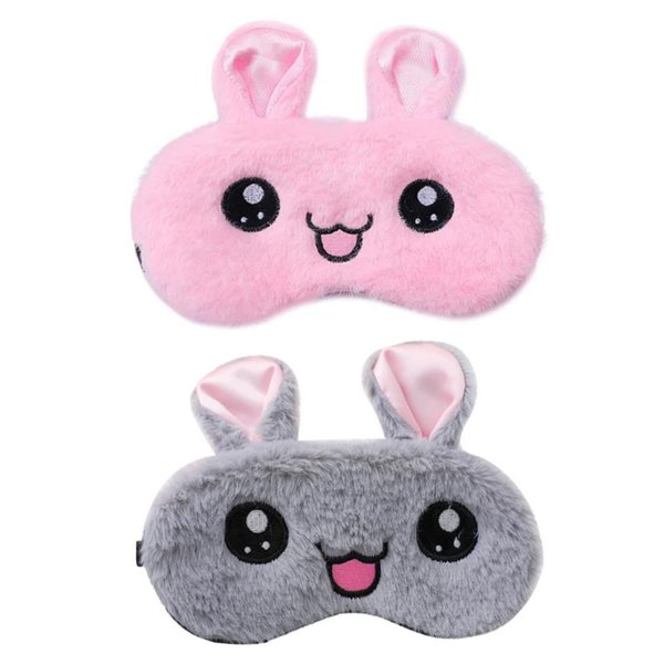 JIALWSJWAN 2 Pcs Cartoon Rabbit Sleep Eye Masks Blackout Sleep Masks Plush Sleeping Masks for Travel, Sleeping, Shift Work, Lunch Break