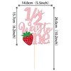 1 PCS Strawberry 1/2 Half Way to One Cake Topper Glitter Berry Sweet Half Way to Go Cake Pick Happy 6 Months Birthday Cake Decoration for Strawberry Theme Baby Shower Birthday Party Supplies Pink