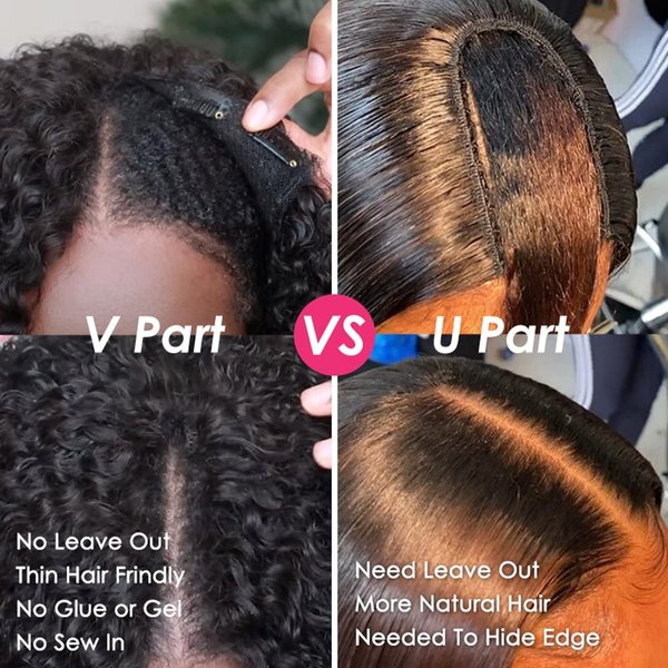 Aisaide Straight V Part Wig Synthetic Long Straight V Part Wigs Brown V Part Half Wigs for Black Women U Part Wig Upgrade Full Head Clip in Hair Extensions Glueless V Shaped Wig 22inch 4#