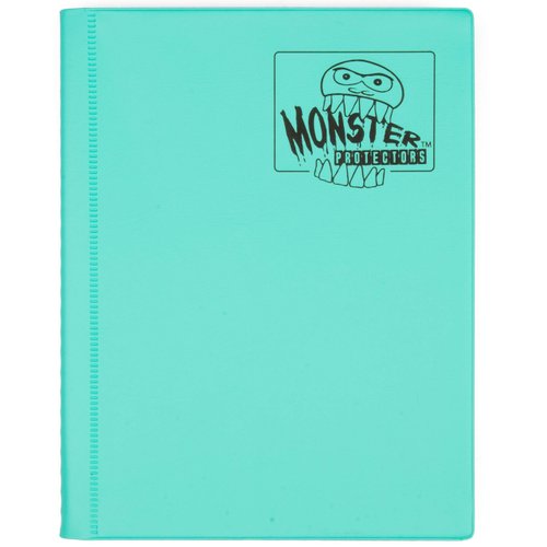 Monster 4 Pocket Trading Card Binder - Matte Teal Album, Anti-Theft & Anti-Drop TCG Protection w Side Loading Padded Pockets, Double Sided, Holds 160 Cards, For Sports, Gaming, Kpop, Christmas Gift