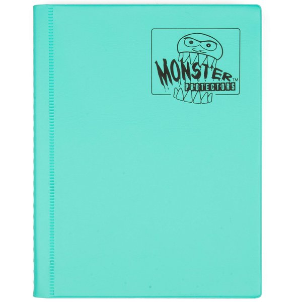 Monster 4 Pocket Trading Card Binder - Matte Teal Album, Anti-Theft & Anti-Drop TCG Protection w Side Loading Padded Pockets, Double Sided, Holds 160 Cards, For Sports, Gaming, Kpop, Christmas Gift
