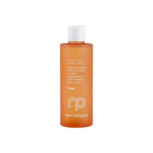 New Paradise Glycolic Acid Toner - 5% AHA + BHA Formula for Sebum Harmony, Pore Refinement, and Radiant Skin Glow