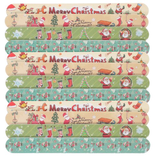Kichvoe 12pcs Christmas Nail Files Grit Nail Files Emery Board Manicure Pedicure Tool and Nail Buffering Files-Random Style