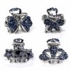 4 Pcs Mini Metal Hair Claw Clips Blue Rhinestone Hair Jaw Clamps Small Vintage Hair Grips Non Slip Hair Barrettes Hair Accessories for Women and Girls