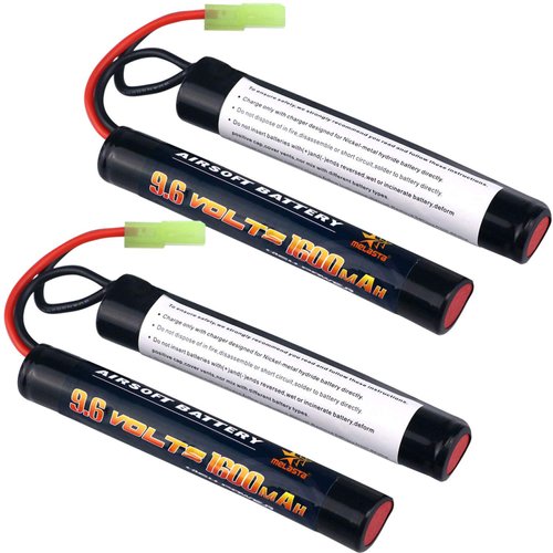 melasta 2 Pack 9.6V 1600mAh Butterfly Nunchuck NIMH Battery Pack Compatible with Mini Tamiya Airsoft Guns M4, G36, M110, SR25, M249, M240B, M14, RPK, PKM, L85, AUG, G3