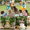 56Pieces Safari Animals Birthday Party Decorations Include Animals Birthday Banner Jungle Balloons Cupcake Toppers for Boys Girls Wild Jungle Theme Decorations Safari Theme birthday Decorations