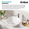 Kraus PU-L10CH Bathroom Pop-Up Drain Assembly for Vessel Sinks Without Overflow, with Extended Thread for Thicker Countertops, 10 3/4 Inch, Chrome