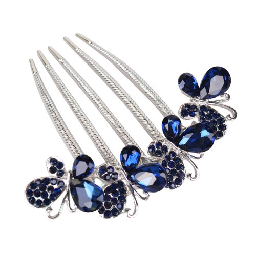 Sankuwen Flower Rhinestones Hair Combs Accessories,Perfect Mother's Day Gifts,Brithday gifts(Style B,Deep Blue)
