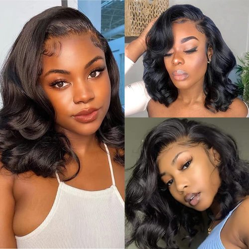 Body Wave Lace Front Wig Human Hair Wig Glueless Short Bob Wigs 13x4 Body Wave Lace Frontal Wig P...