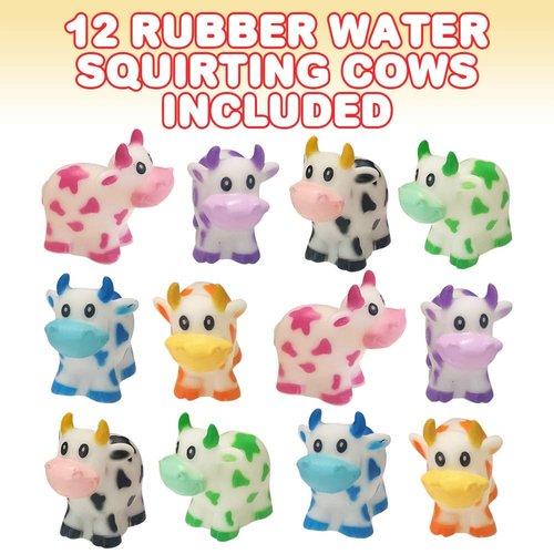 ArtCreativity Rubber Water Squirting Cows, Pack of 12, Bathtub and Pool Toys for Kids, Safe and Durable Water Squirters, Birthday Party Favors, Goodie Bag Fillers