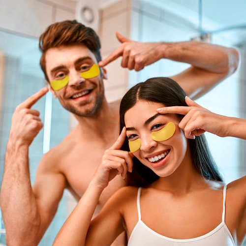 Under Eye Mask & Under Eye Patches (30 Pairs) - Gold Eye Mask with Collagen & Amino Acid, Cooling Eye Care for Wrinkles, Puffy Eyes & Dark Circles, Brightening Skincare Treatment, Vegan & Cruelty free