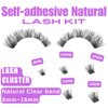 Self-adhesive Natural Lash Clusters Extensions with Tweezers Kits Anime Eyelash Extensions D Curl Wispy Manga Eyelash Clusters Eyelash Extensions Manhua Individual Lashes (H104, 8-16mm)