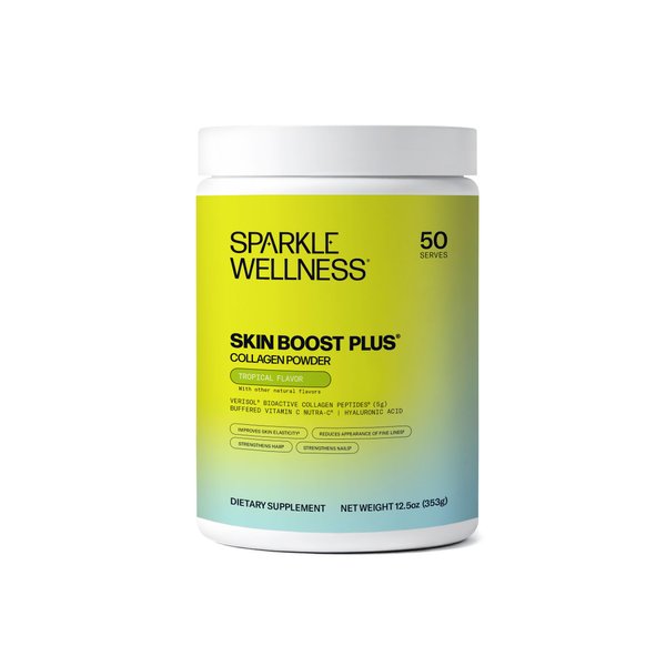 Sparkle Wellness VERISOL Bioactive Hydrolyzed Collagen Peptides | Collagen Powder Supplement with Vitamin C & Hyaluronic Acid for Hair, Skin, and Nail Health | Skin Boost Plus (Tropical) [50-Serves]