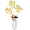 12 PCS Cheers to 21 Centerpiece Sticks Double Sided Glitter 21st Birthday Cake Toppers Number 21 Centerpieces Table Flower Topper Decorations for 21st Birthday Party Centerpiece Supplies Gold